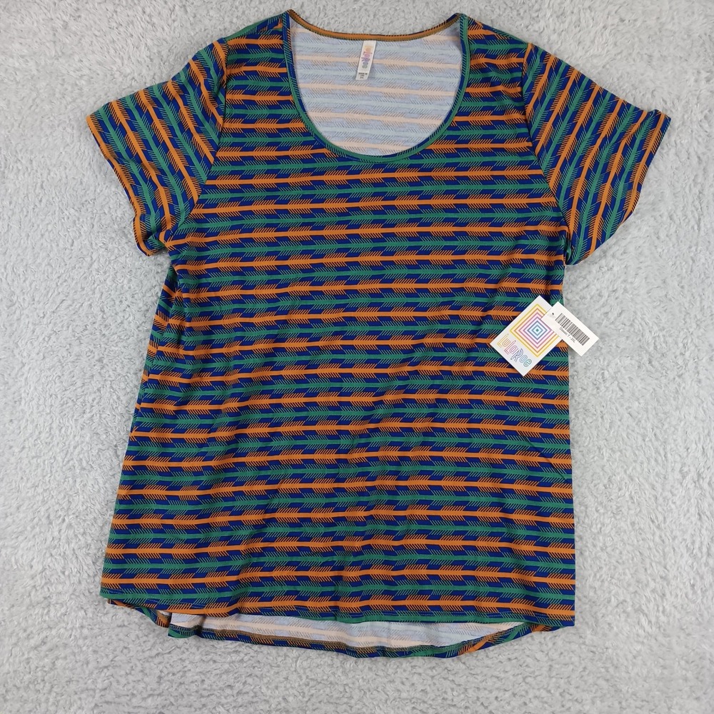 LuLaRoe Classic T Shirt Womens 3XL NWT‎ Blue Green Orange Geometric Arrow USA